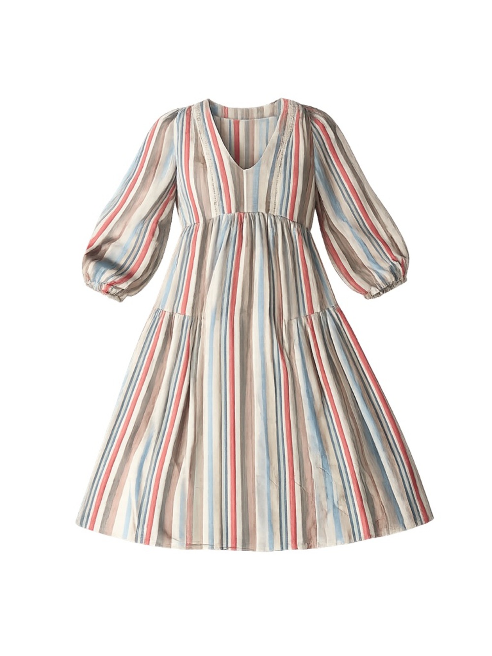 Knox Rose Women's M A-line Baby Doll Dress Multicolor Striped V-Neck
183